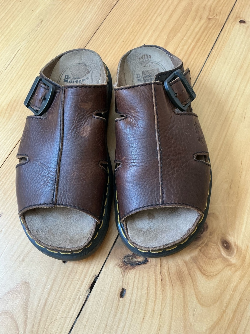 Dr. Martens Vintage 90s Brown Leather Buckle Mule Sandals US 7 Made in England
